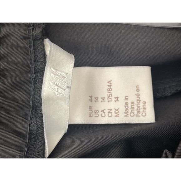 H&M Women Black Twill High Waisted Jogger Size 14 - Picture 10 of 12
